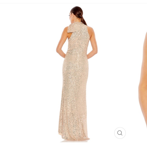 NWT Ieena for MacDuggal #11280 Sequined Soft Tie Halter Neck Column Gown Size 12 - Picture 3 of 10